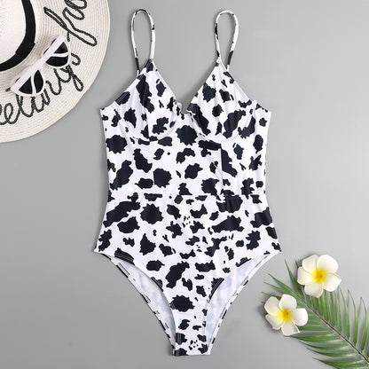 Ladies Leopard Print Swimwear One-piece Swimsuit Printing Bikini