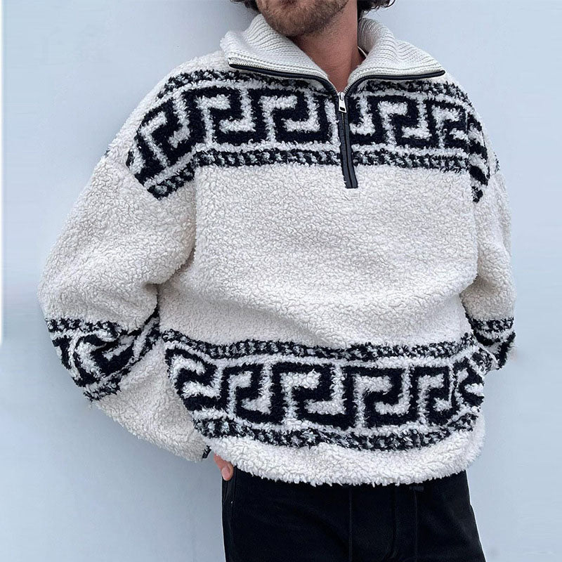 Men's Plush Coat Stand-collar Plush Sweater