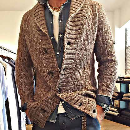 Men's Button Standard Plain Single-Breasted Sweater