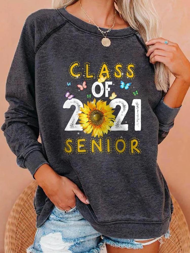 Class Of 2021 Senior Sweatshirt Women Long Sleeve Shirt