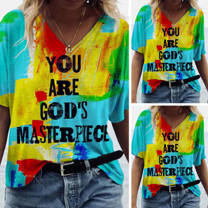 You Are God's Masterpiece V-Neck Women's T-Shirt