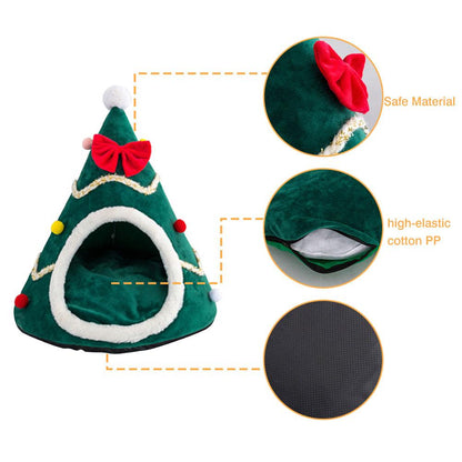 Pet Bed Christmas Tree Shape Dog House