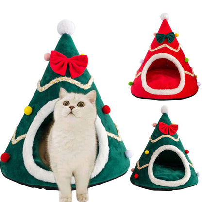 Pet Bed Christmas Tree Shape Dog House