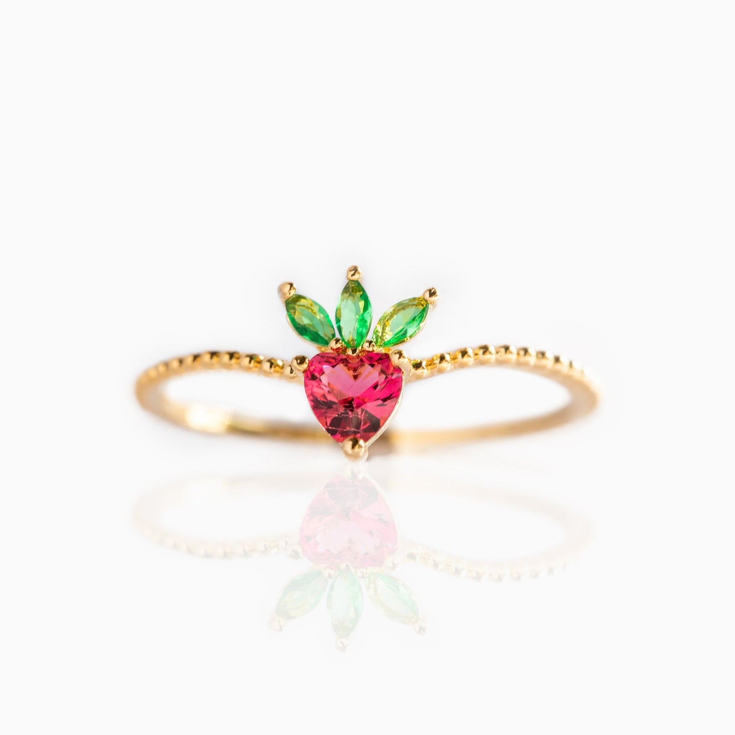 18k Gold Plated Ring Very Berry Strawberry Ring