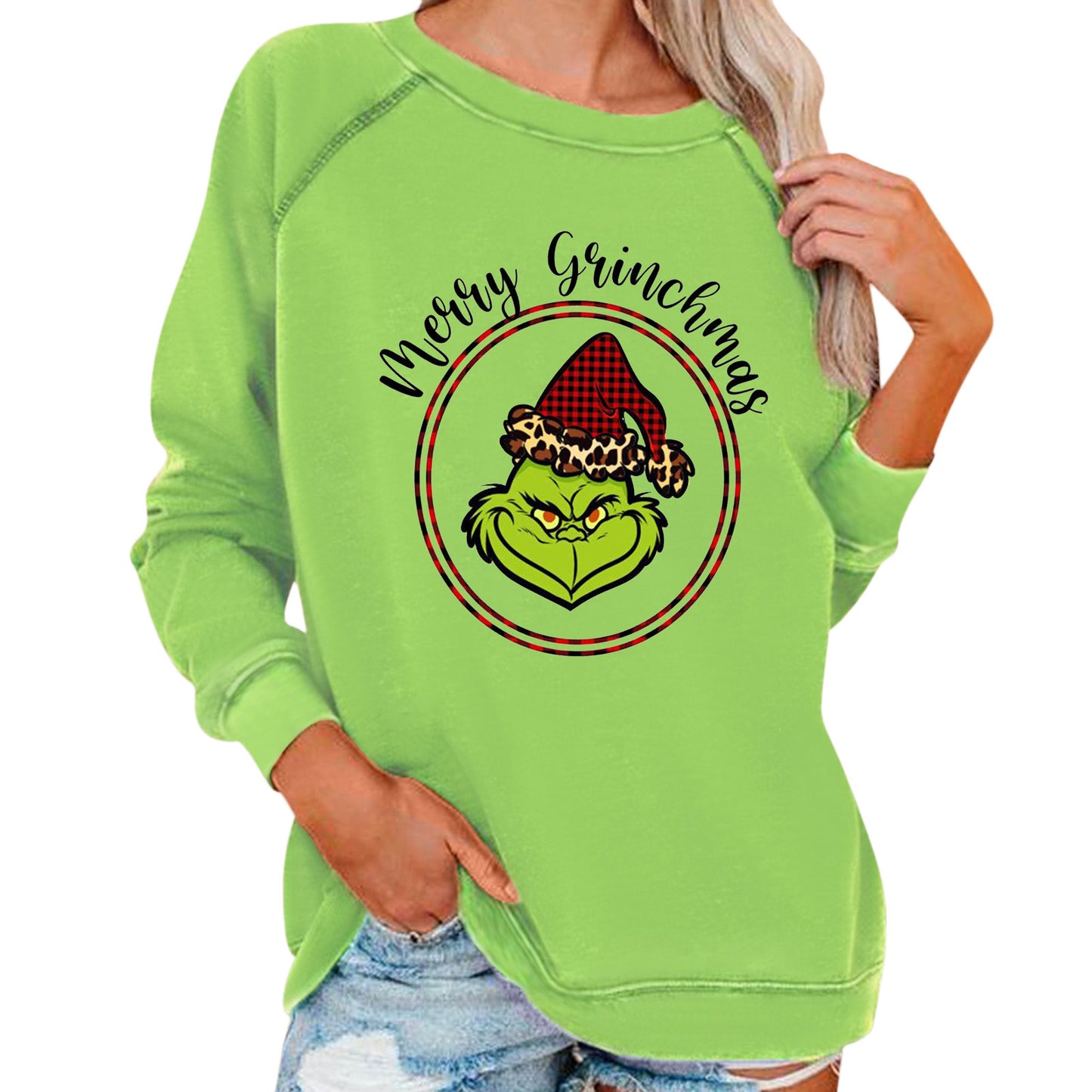 Women's Casual Grinch Christmas Loose Sweatshirt