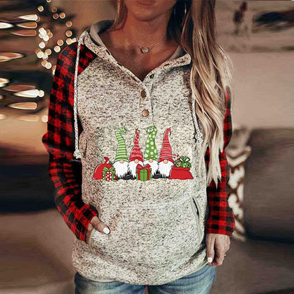 Christmas Printed Red Checked Children's Hoodie