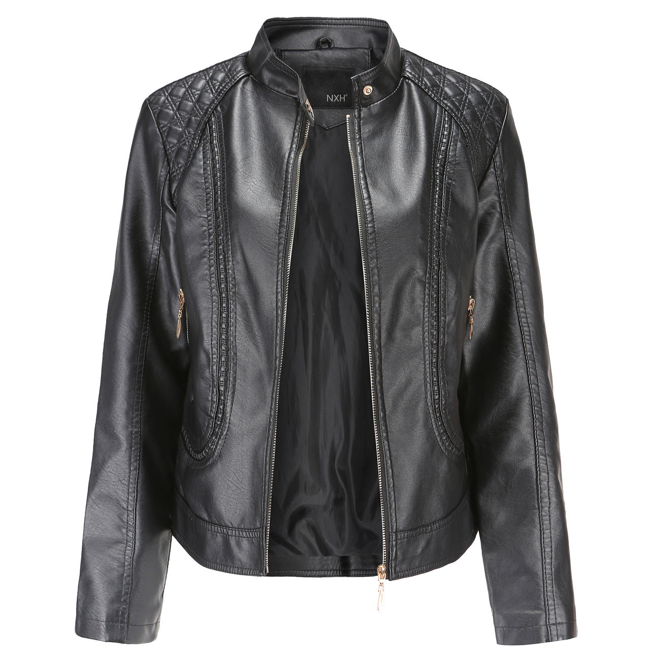 Leather Slim Collar Jacket For Women