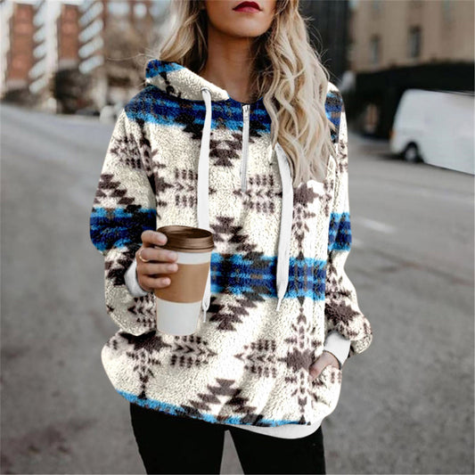 Women's Plush Print Hoodie