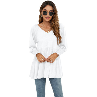 Women's V-Neck Casual Long Sleeves Blouses