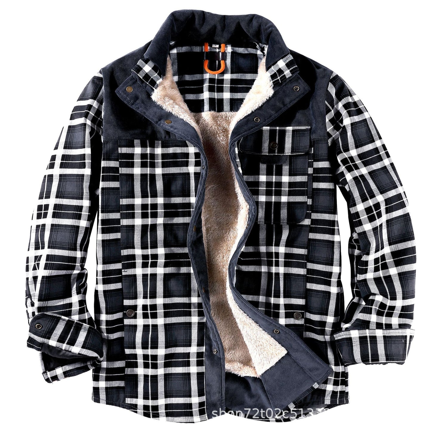 Men's  Winter Plaid Sherpa Lined Jacket
