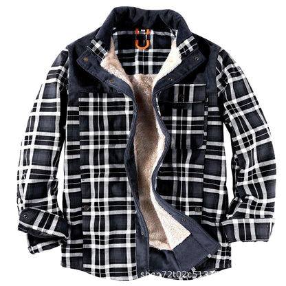 Men's  Winter Plaid Sherpa Lined Jacket