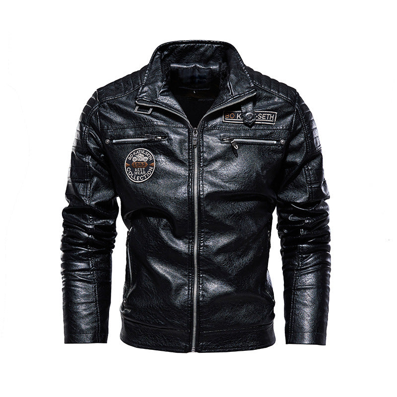 Men's Leather Jacket Plus Fleece Leather Jacket