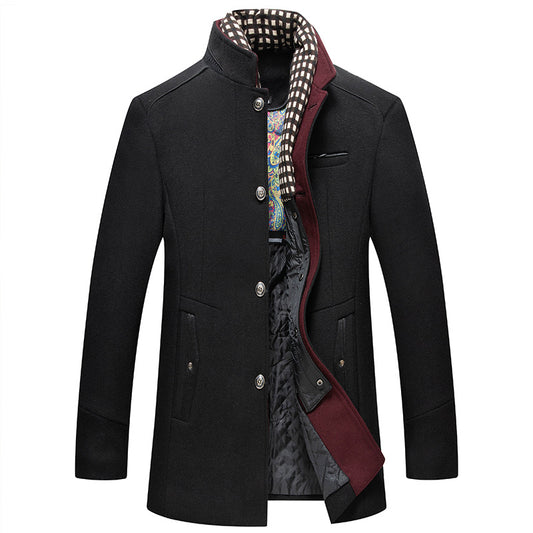Men's Wool Stand Collar Slim Fit Jacket