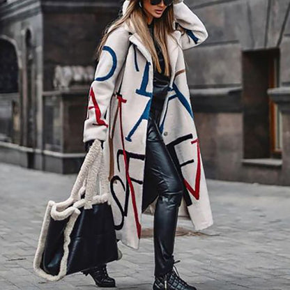 Women's Long Sleeve Lapel Letter Jacket