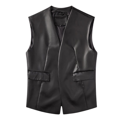 Fall Leather Casual Vest For Women