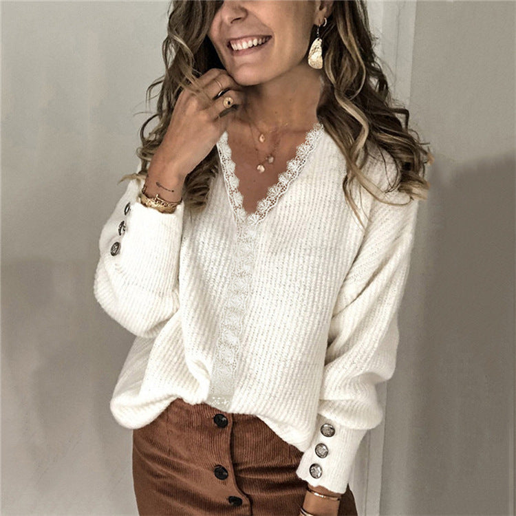Women's V-Neck Casual Knit Sweater