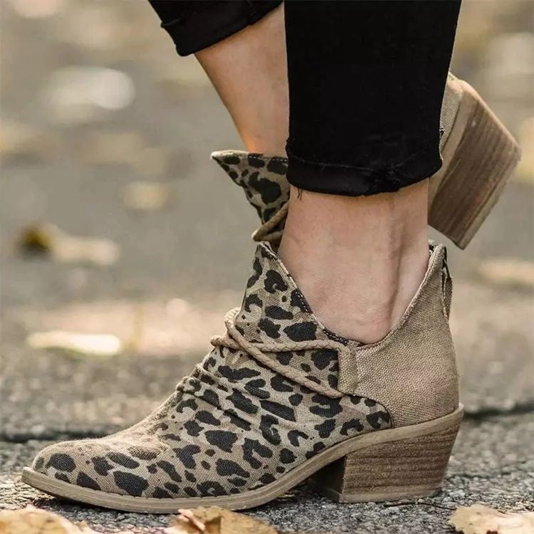 Women's Leopard Print Casual Boots