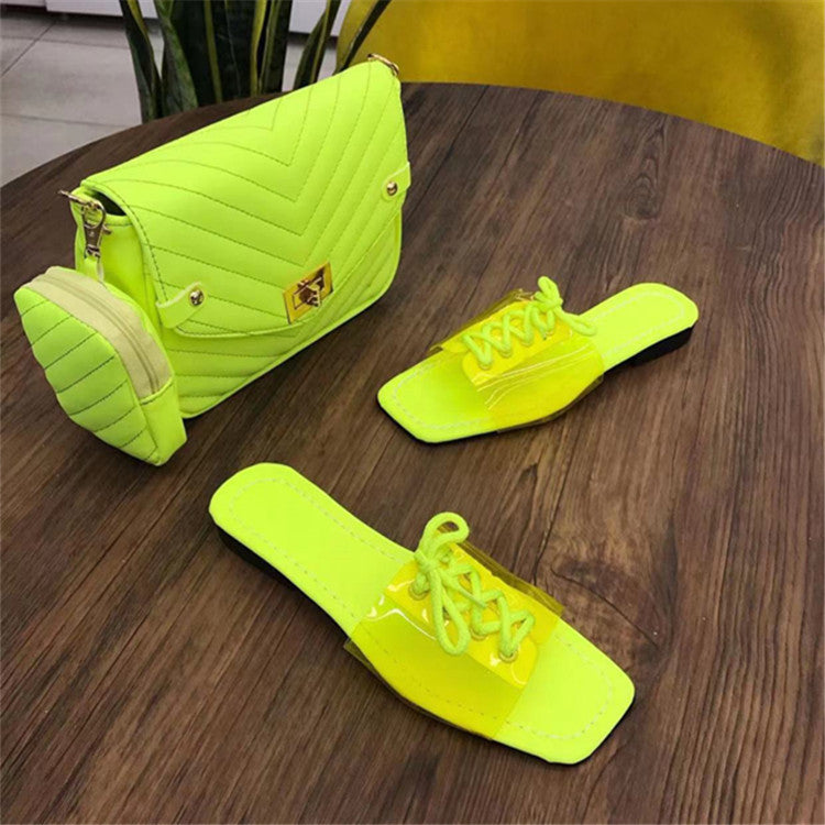 Women's Fluorescent Color Fashion Flat Outdoor Slippers