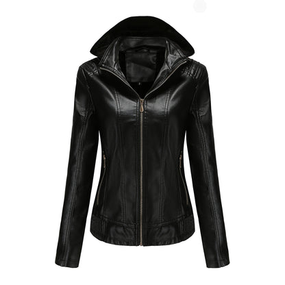 Leather Plush Winter Jacket For Women