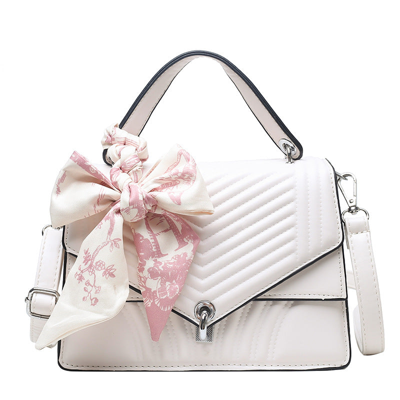Women's Small Square Bag Bow Silk Scarf Bag