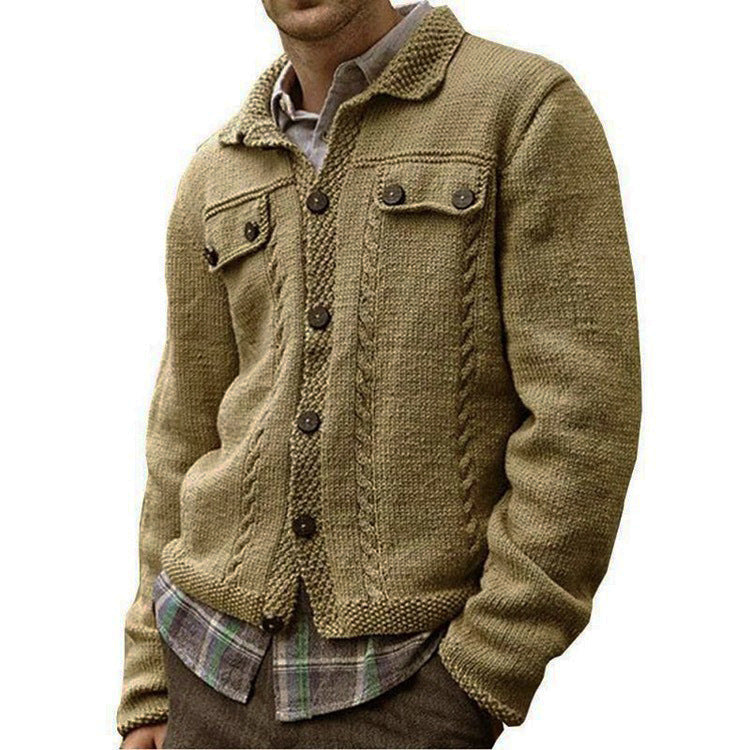 Men's Knit Sweater Slim-fit Cardigan Sweater Coat