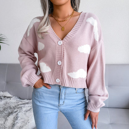 Cropped Cloud Cardigan Sweater For Women