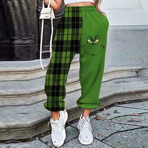 Women's Grinch Christmas Plaid Pants