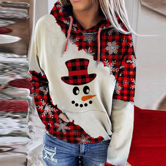 Women Christmas Hoodie Snowman Sweatshirt