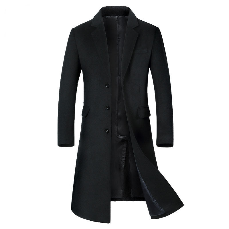 Lapel Long Thick Winter Men's Overcoat