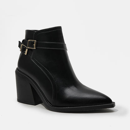 Women's Leather Pointed Toe Casual Boots