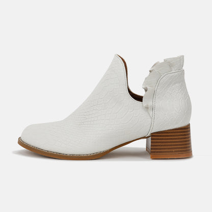 Women's Leather Chunky Heel Boots