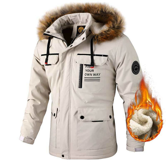 Men's Fleece Outdoor Bomber Hooded Jacket