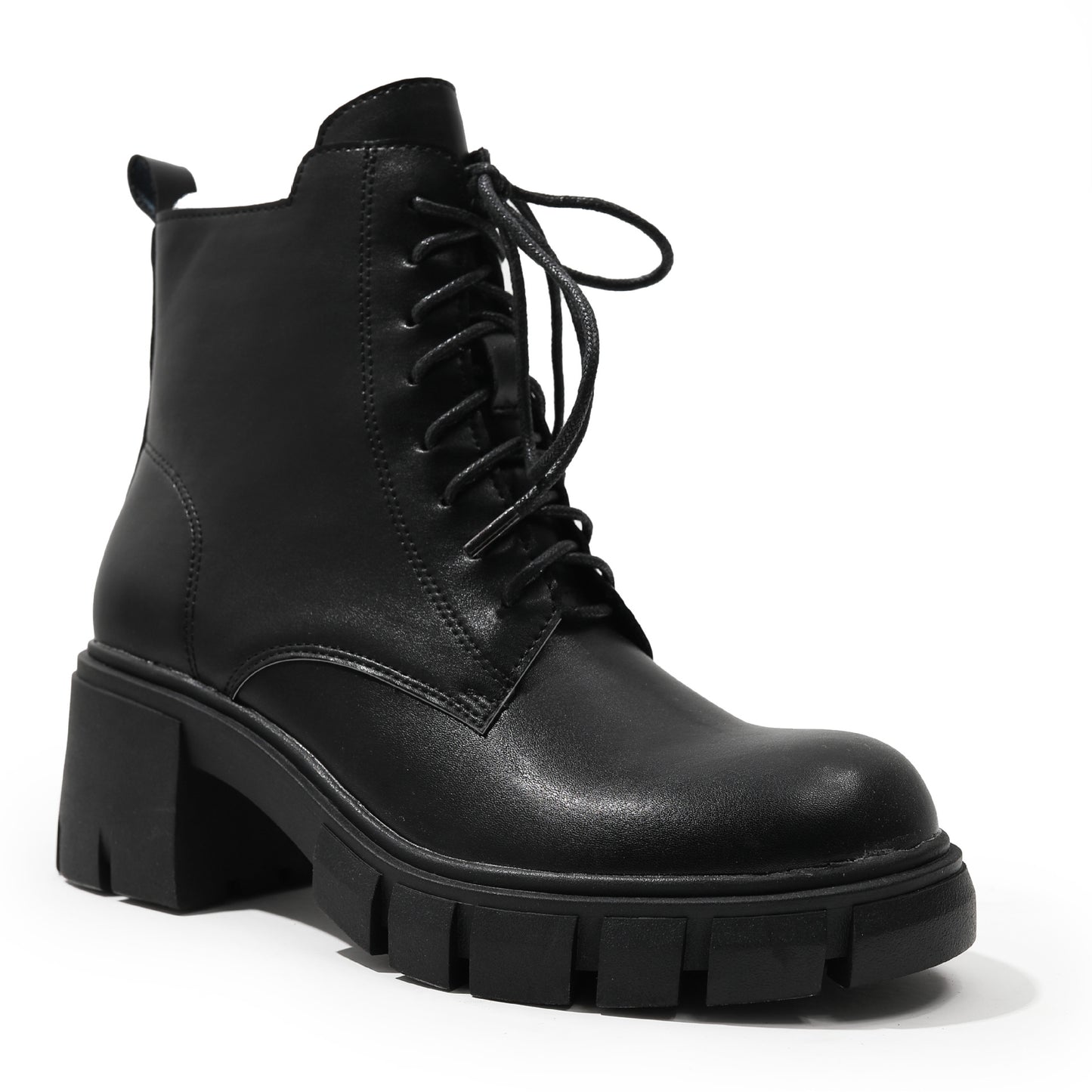 Women's Lace-Up High Heel Zip-Up Boots