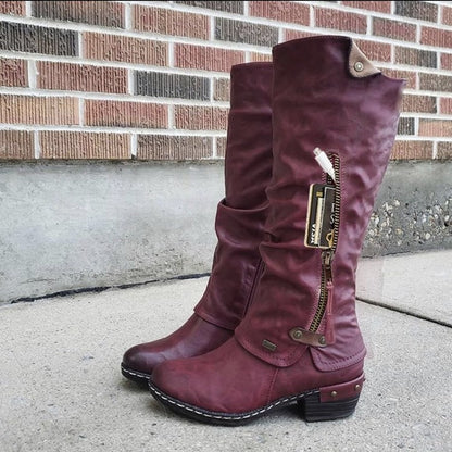 Women's Round Toe High-top Hidden Pocket Boots