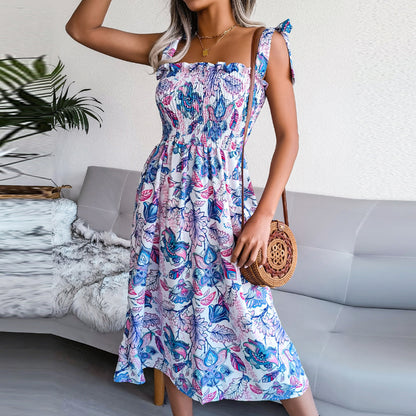 Sleeveless Tunic Floral Print Dress For Women