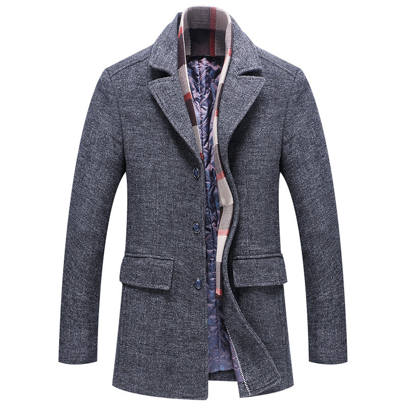 Men's Business Plaid Stand Collar Jacket