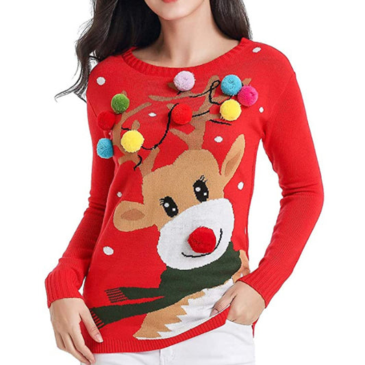 Woman Elk Christmas Holiday Home Party Sweater