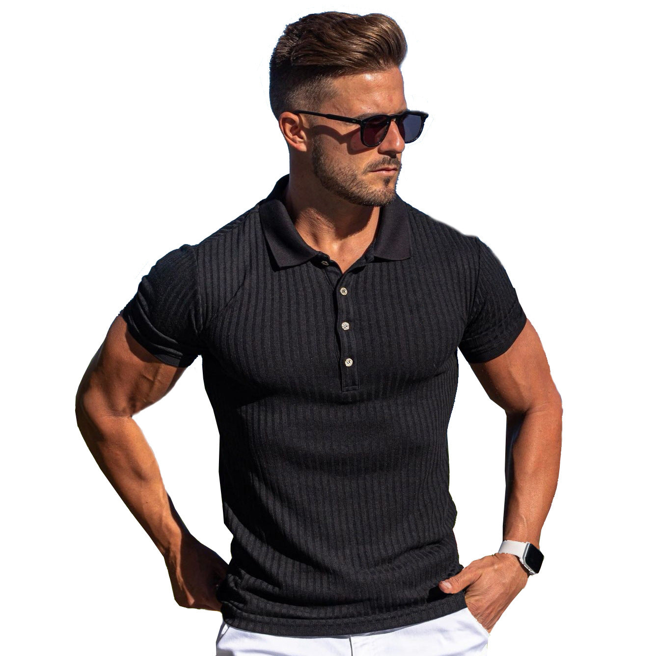 Men's Slim Short-sleeved Mercerized Cotton T-shirt