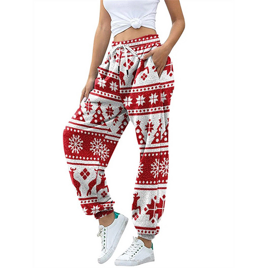 Christmas Theme Printed Sweatpants Casual Pants