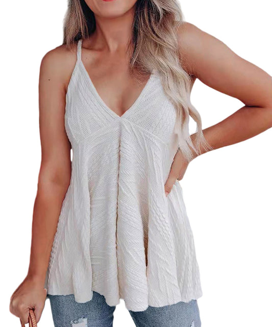 Women's V-Neck Casual Sling Wool Knit Tank