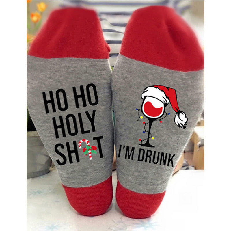 Christmas Socks Letter Print Socks