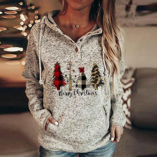 Women Sweater Christmas Hoodie Print Sweatshirt