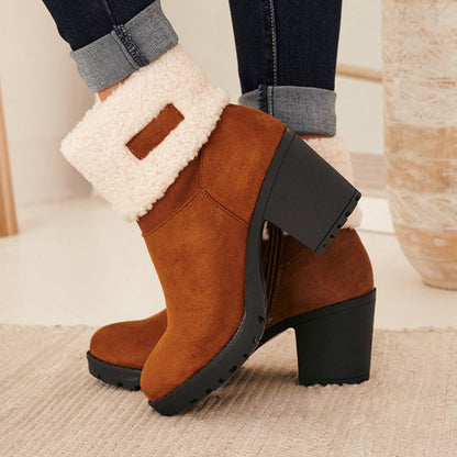 Casual Zip Up Heel Boots For Women