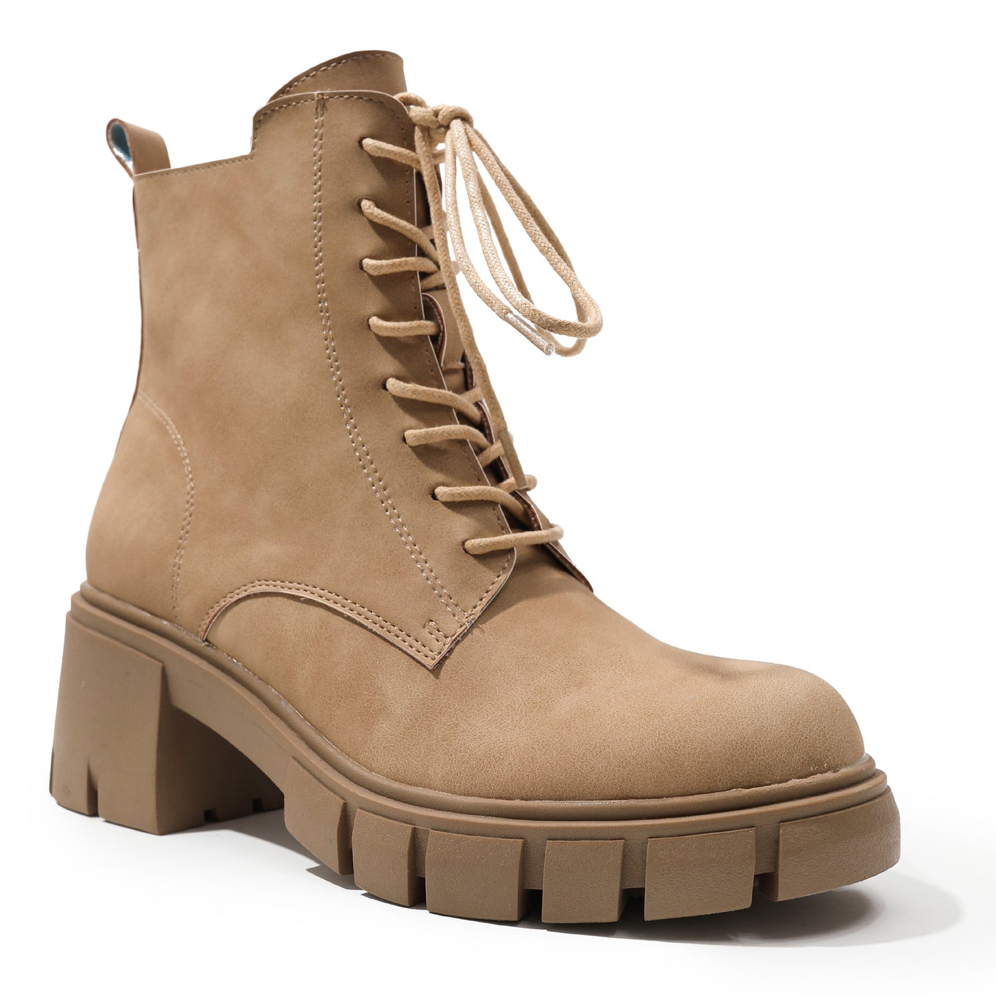 Women's Lace-Up High Heel Zip-Up Boots