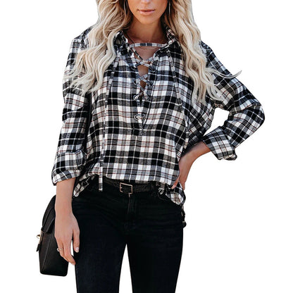 Woman Plaid Shirt With Long Sleeves