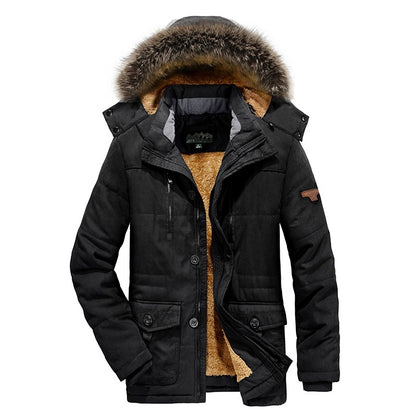 Men's Plus Size Fur Collar Padded Winter Jacket 6XL