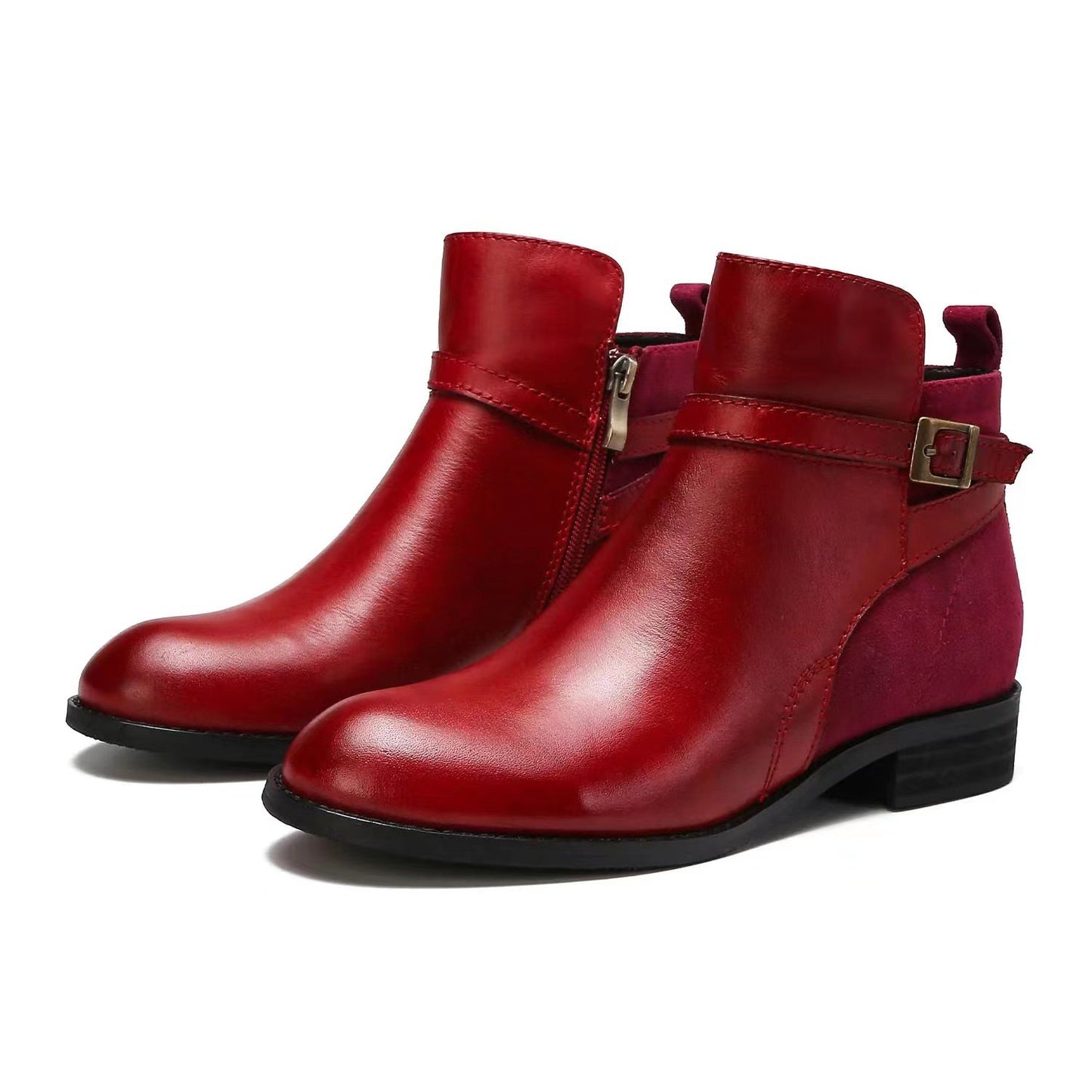Leather Casual Flat Boots For Women