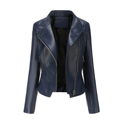 Woman Stand-collar Autumn Leather Jacket