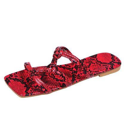 Summer Flat Leather Slippers For Women