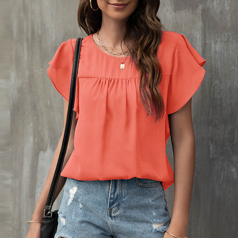 Women's Solid Color Loose Casual Chiffon Blouses